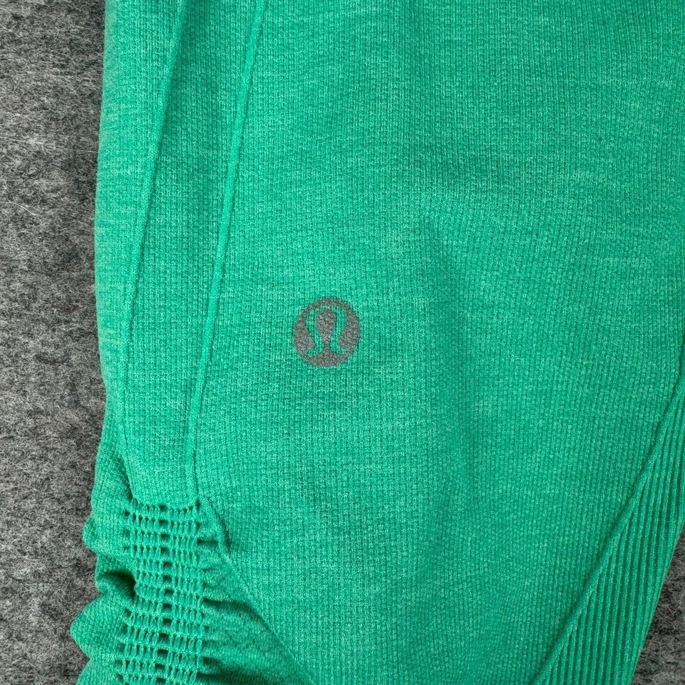 Lululemon In The Flow Crop Leggings Mid Rise W6997S Very Green Womens 4